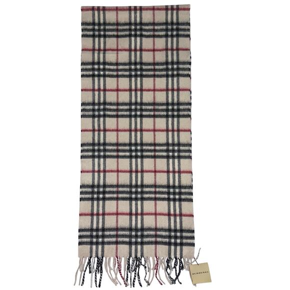 NWT Burberry Nova Check 100% Scottish Cashmere Iconic Rectangle Fringe Scarf - Picture 12 of 16